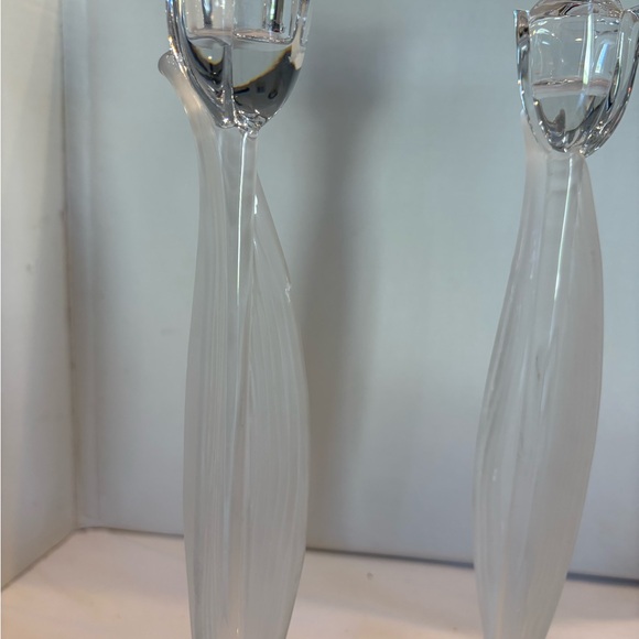 Elegant Glass Candle Holders Set of 2 Mikasa Tulip Crystal candle Holders - Picture 2 of 10
